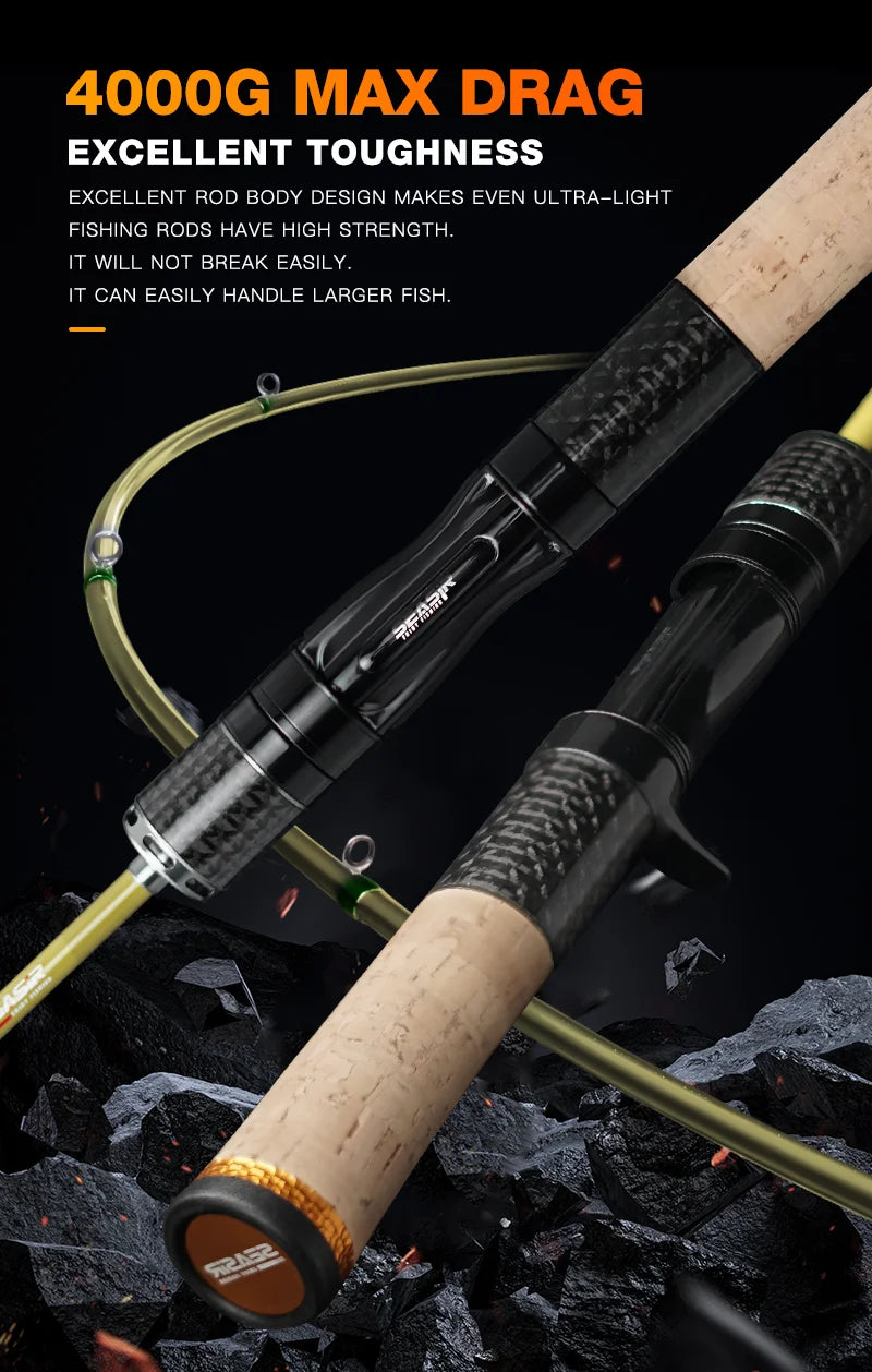 Seasir Silent Stream Spining Baitcasting Fishing Rod Carbon Fiber UL Power 1.53/1.65M Spinning Casting Lure Rods 4 Sections